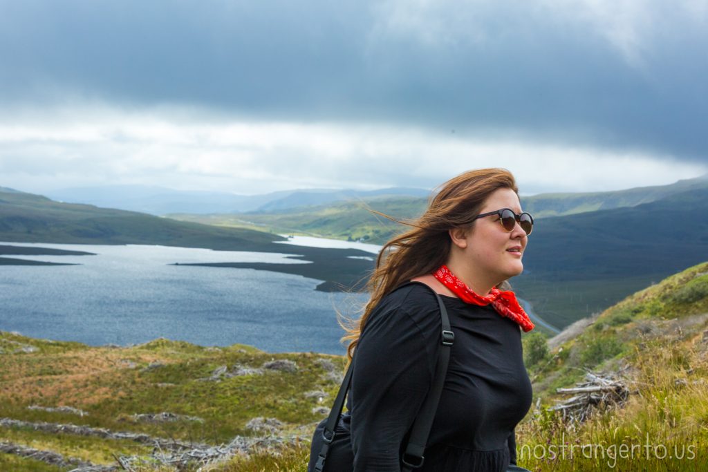 Juliette walks up the mountain to see the Old Man Storr