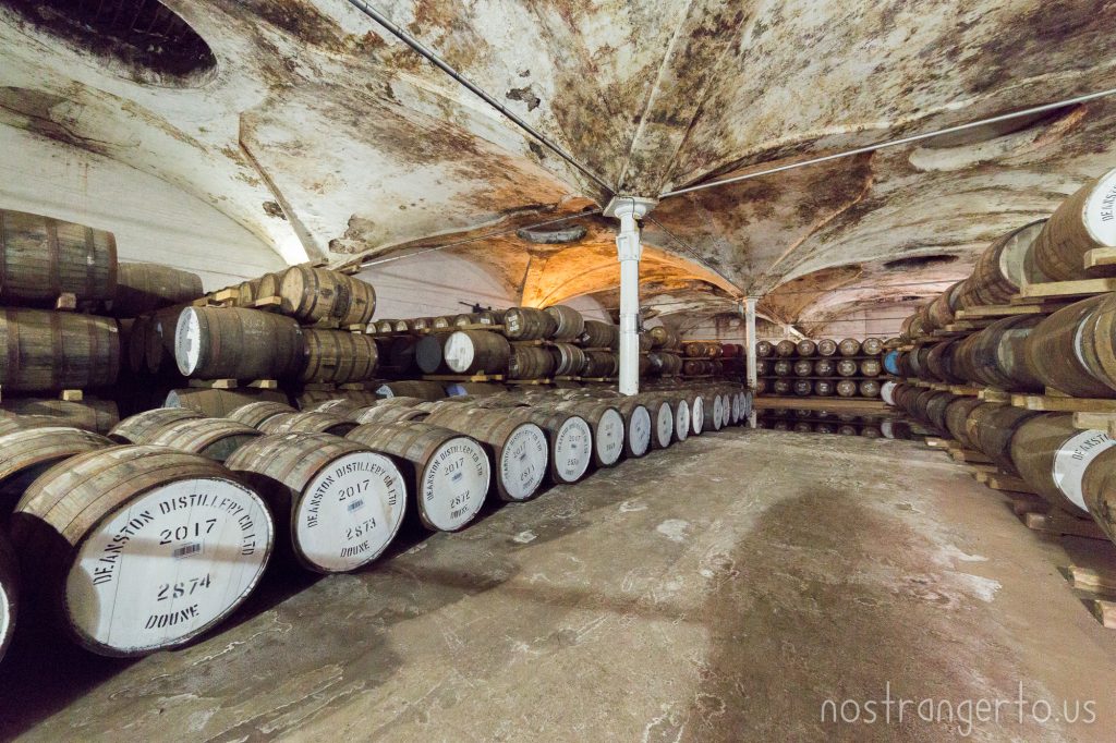 Deanston Distillery barrels aging